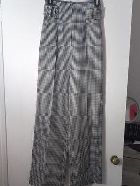 River Island Black & White Houndstooth Wide-Leg Trousers
